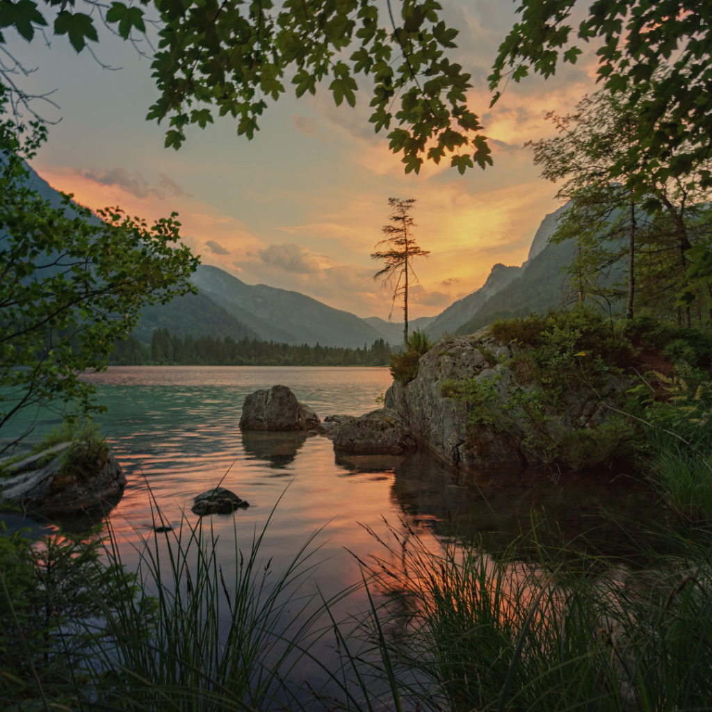 View of sunset by a lake